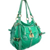 Sac à Main Fourre-Tout en Cuir Vert Turquoise — Format Medium — Style Vintage / Bohème