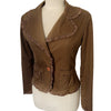 Veste Blazer Vintage Marron Glacé Cintrée à Biais Froncés  — taille 38/40 — coquette / boho chic