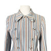 Manteau Long Léger à Rayures Pastel et Col Structuré — taille 38/40 — bohème chic / créateur