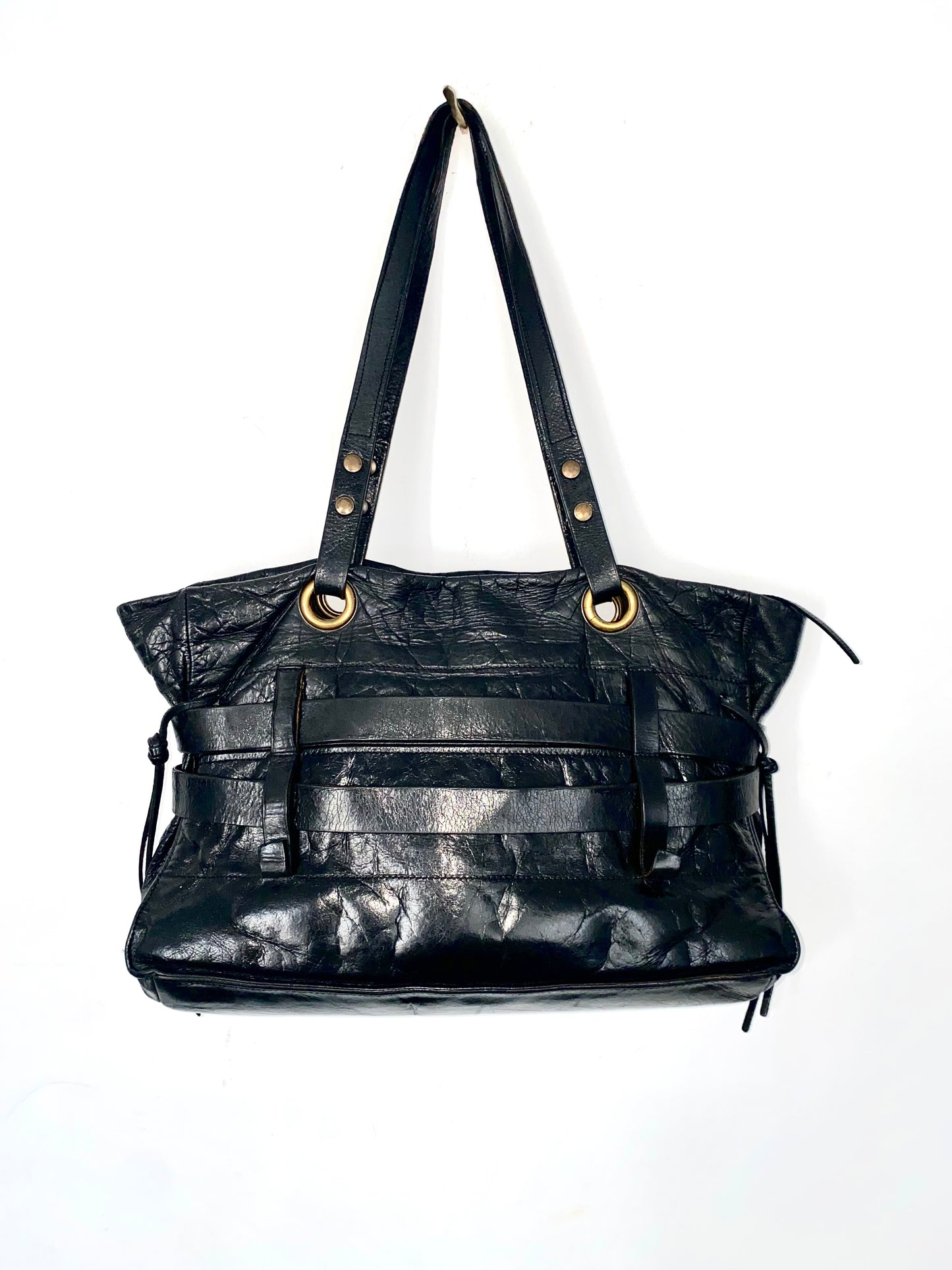 Sac à main cabas en cuir véritable noir ( SOLD OUT )