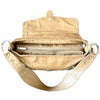 SAC BAGUETTE VINTAGE EFFET CUIR D’AUTRUCHE — DÉTAILS RIVETS ARGENTÉS — FORMAT MÉDIUM
