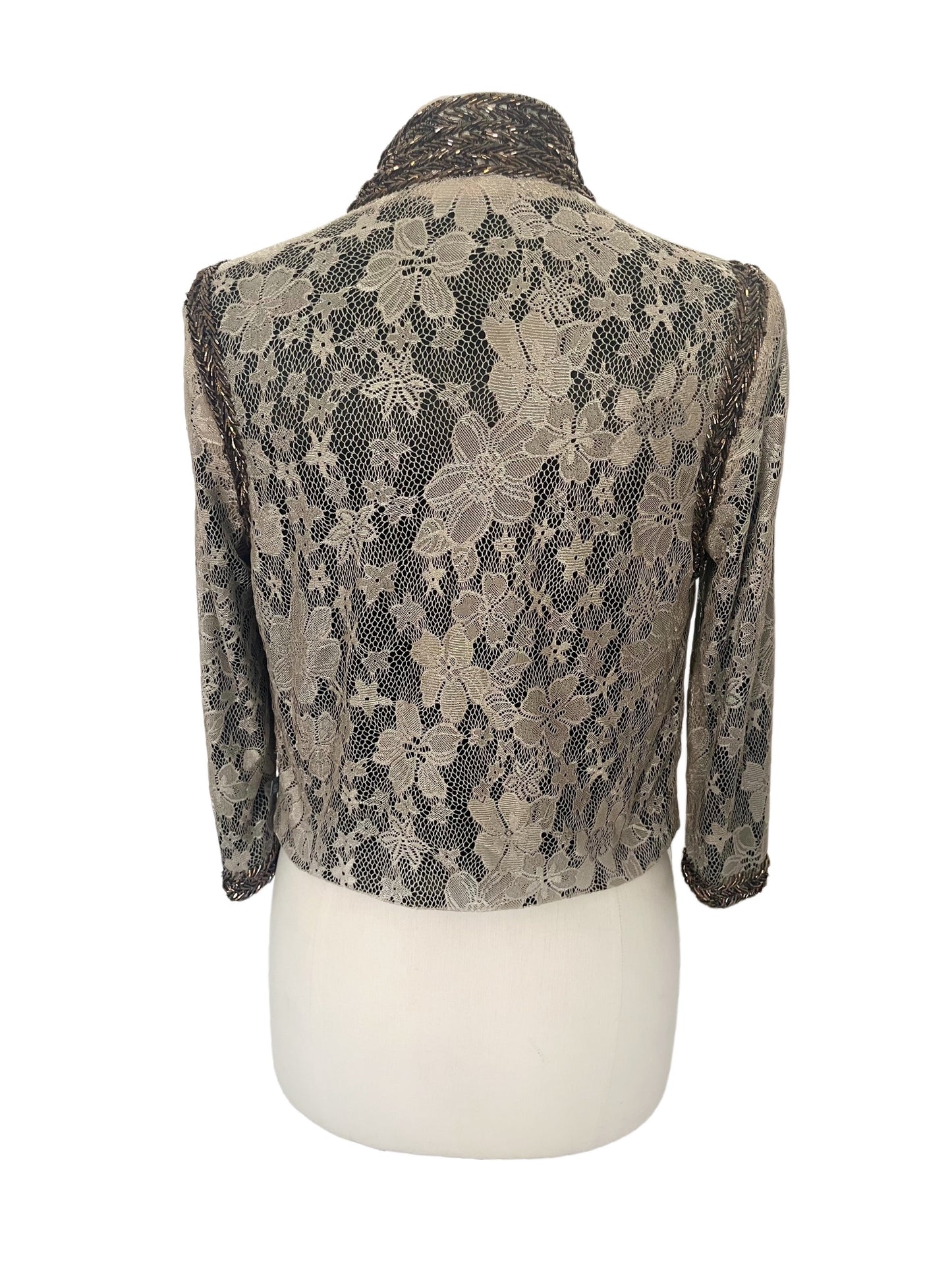 Veste courte de cérémonie en dentelle & perles — Très bon état — Taille 38/40