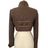 Veste vintage courte style officier en laine mouchetée – Taille L