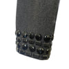 Veste Courte Style Caban Gris Anthracite Col Claudine & Poignets Gemmes Noires — T. 38