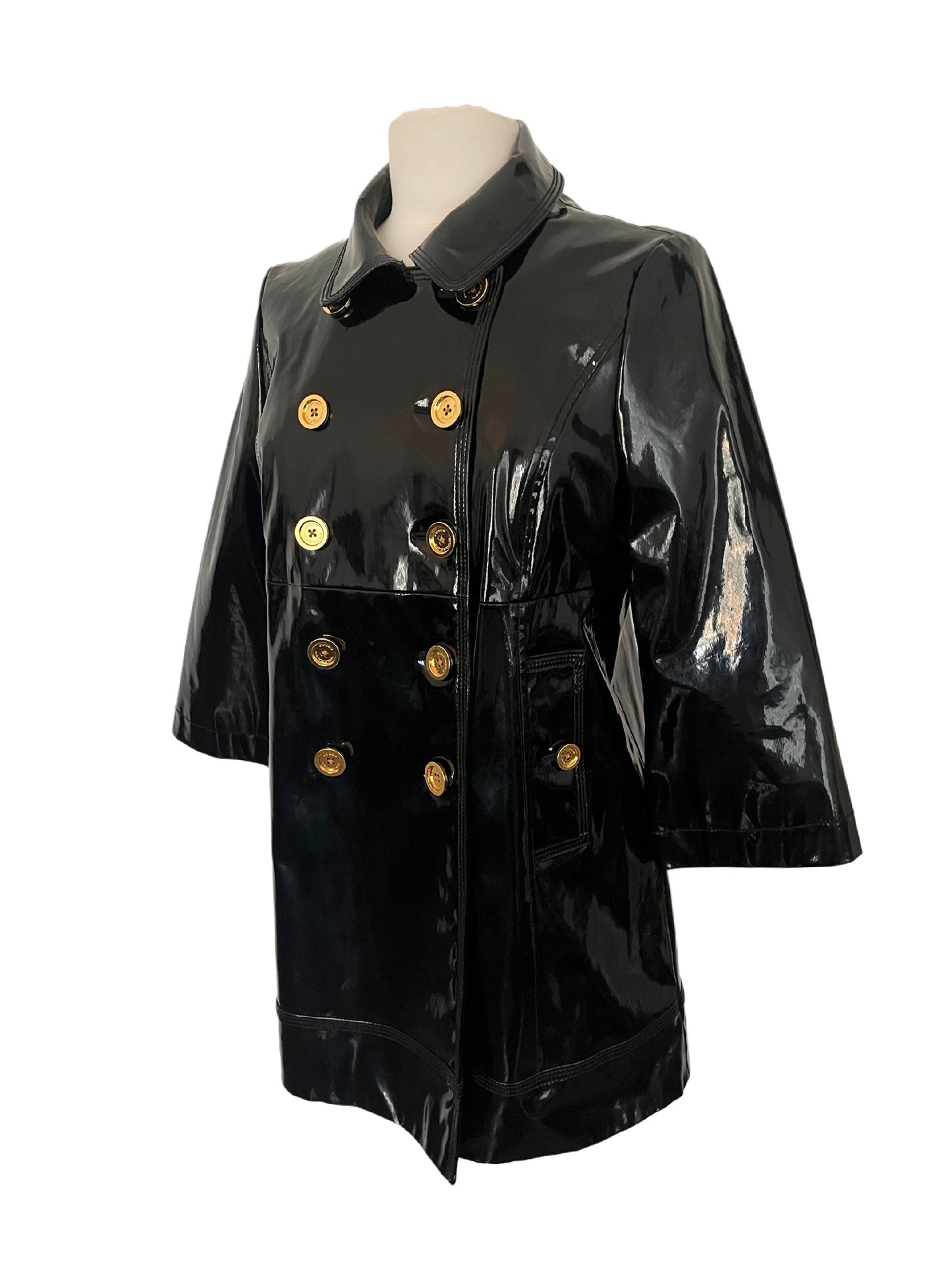 Manteau Juicy Couture vinyle noir & boutons dorés - 38/M