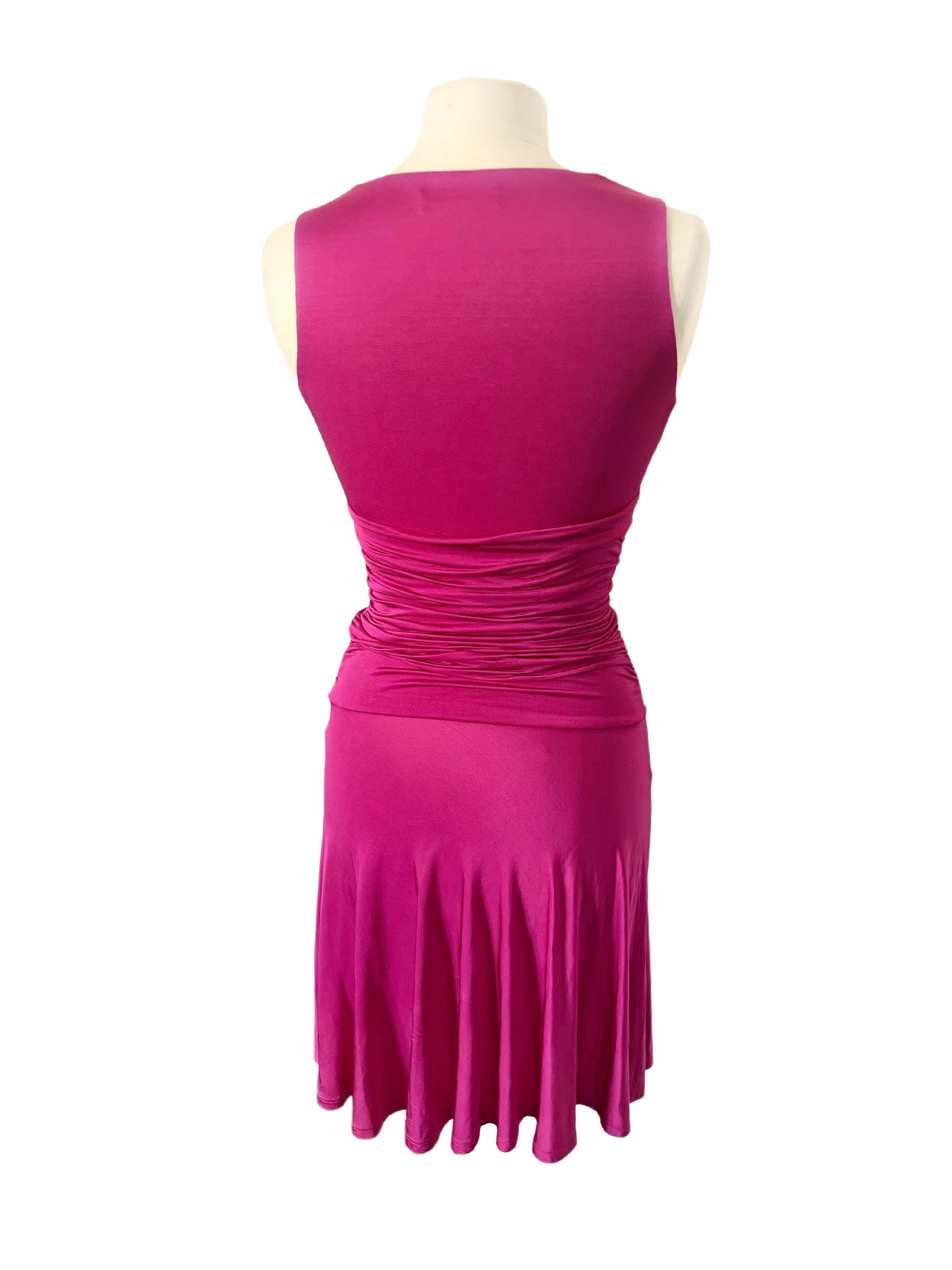 Robe Ajustée Drapée Fuchsia Sans Manches — taille 36/38 — Cocktail / Chic / Occasion