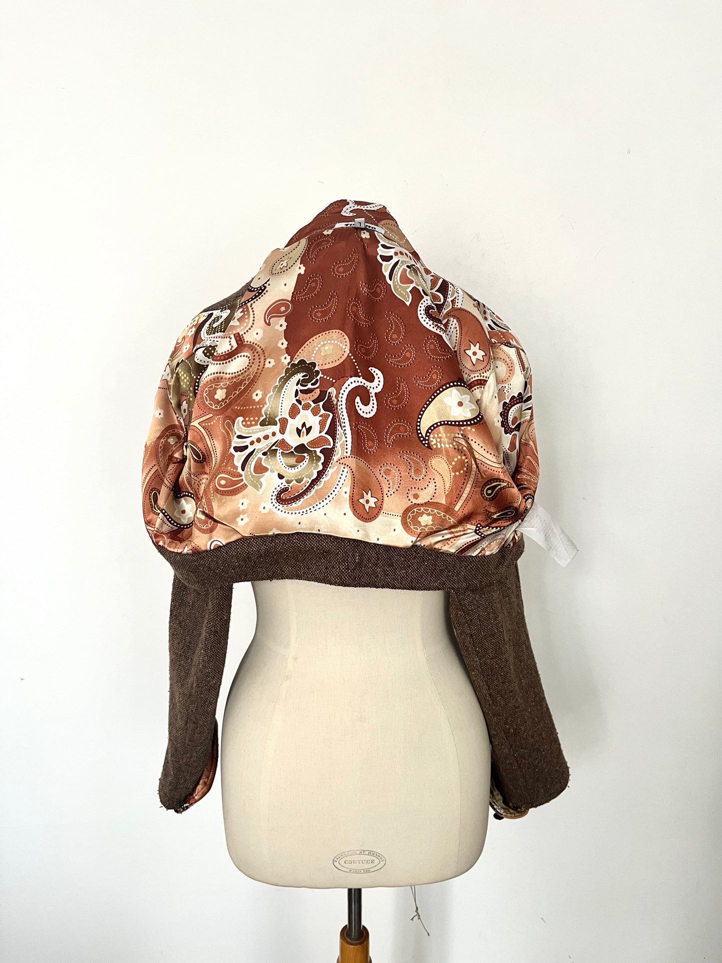 Veste vintage courte style officier en laine mouchetée – Taille L
