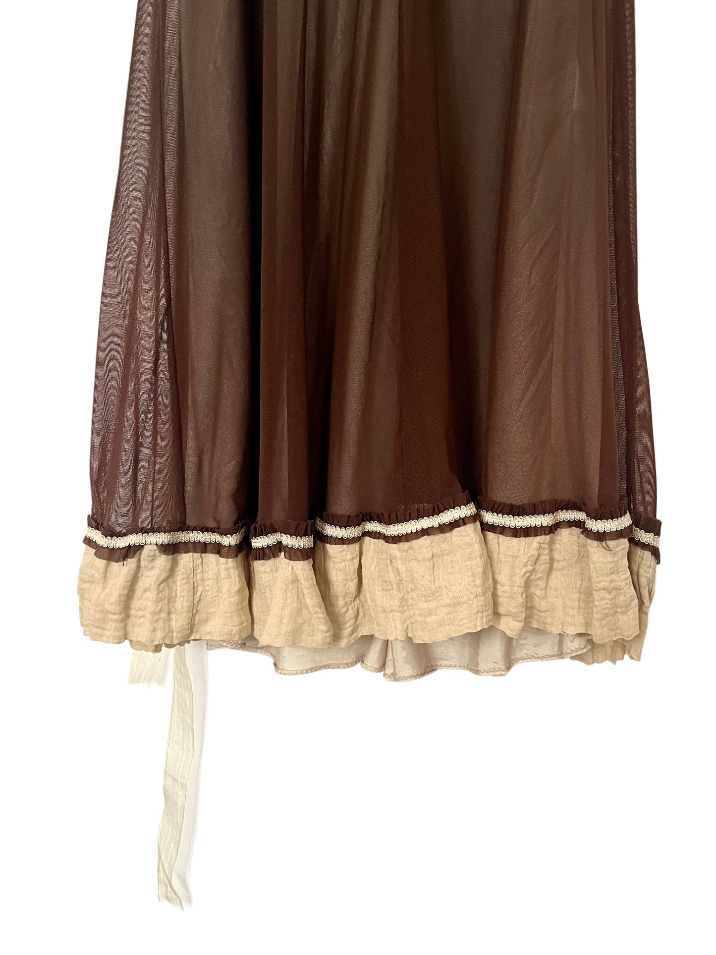 Robe midi vintage en tulle & biais froncés — (made in italy) — taille 36