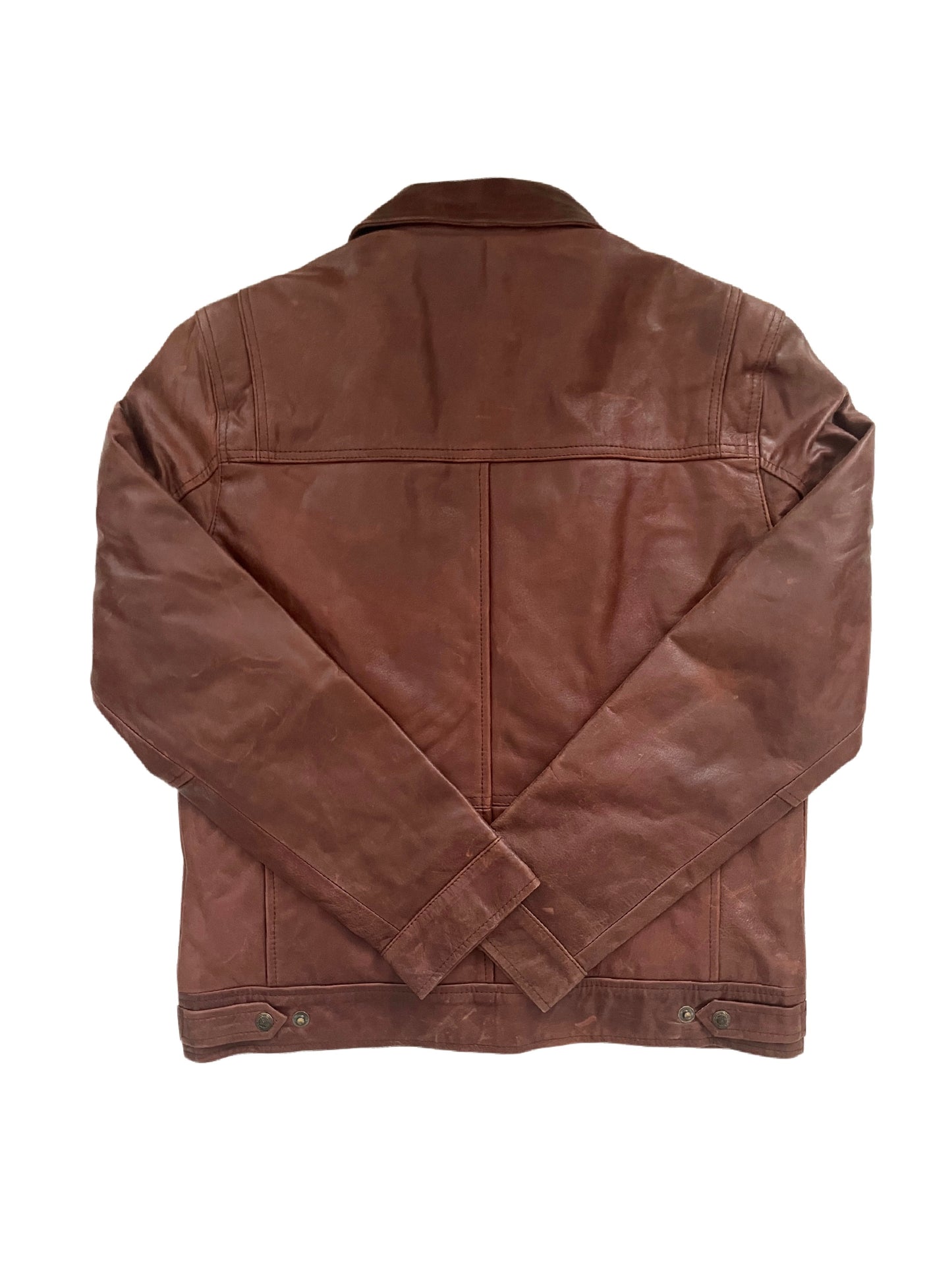 John – Veste vintage unisexe en cuir véritable marron patiné, taille XL