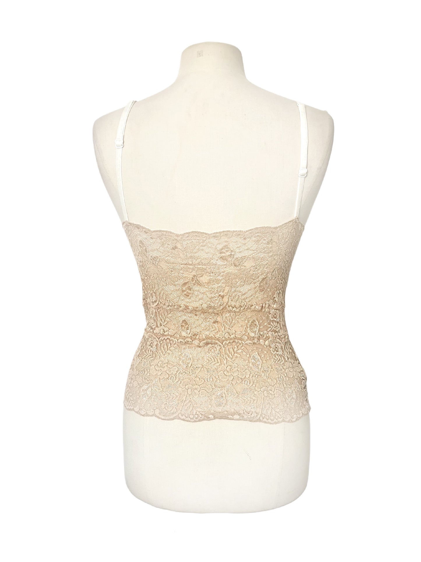 Top Lingerie Dentelle Bicolore Vintage Y2K - Fines Bretelles - Taille 38/40 (M/L)