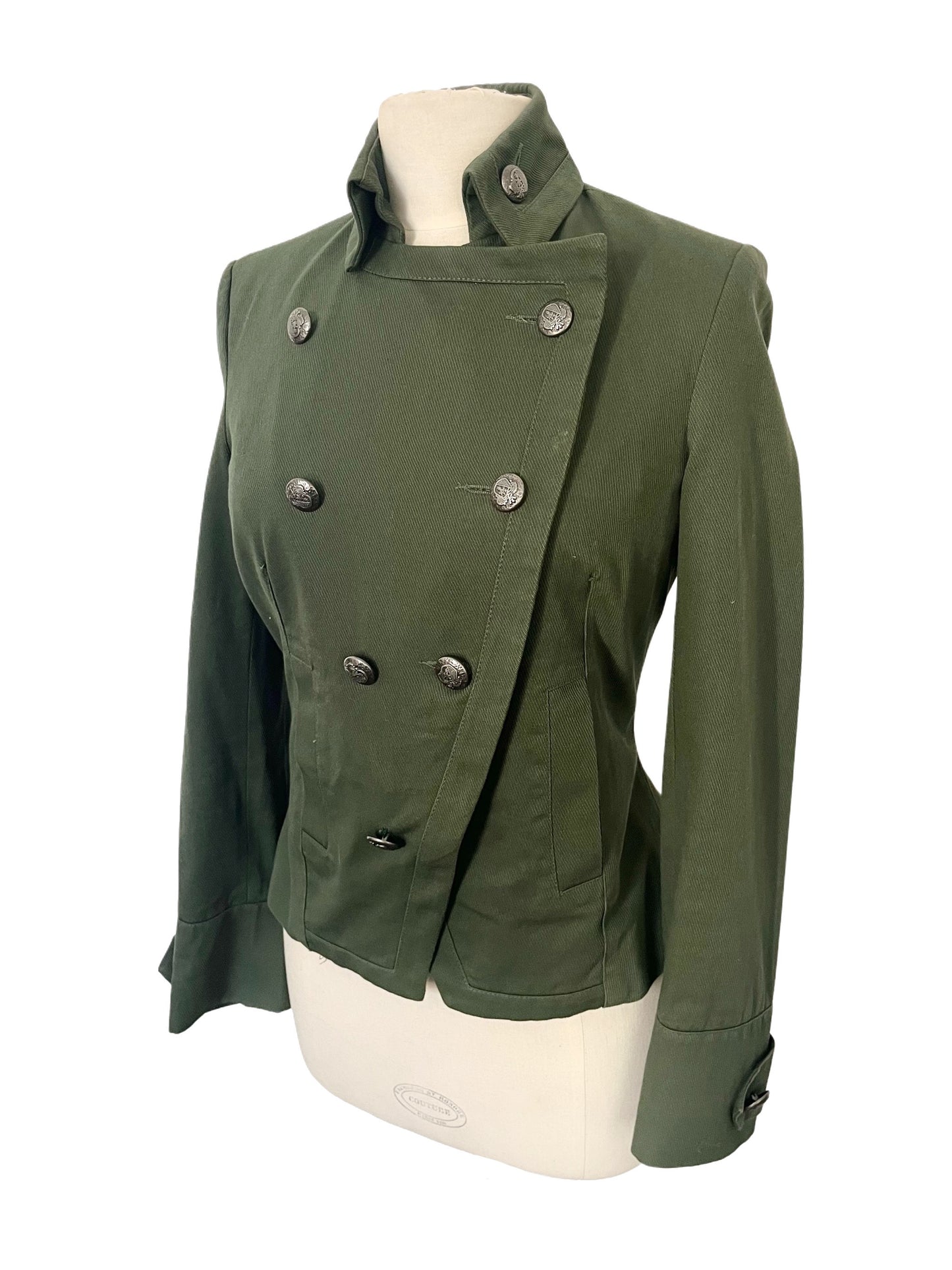 Veste Officier Vintage Kaki à Boutonnage Croisé — Taille 36 — Indie Sleaze