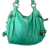 Sac à Main Fourre-Tout en Cuir Vert Turquoise — Format Medium — Style Vintage / Bohème