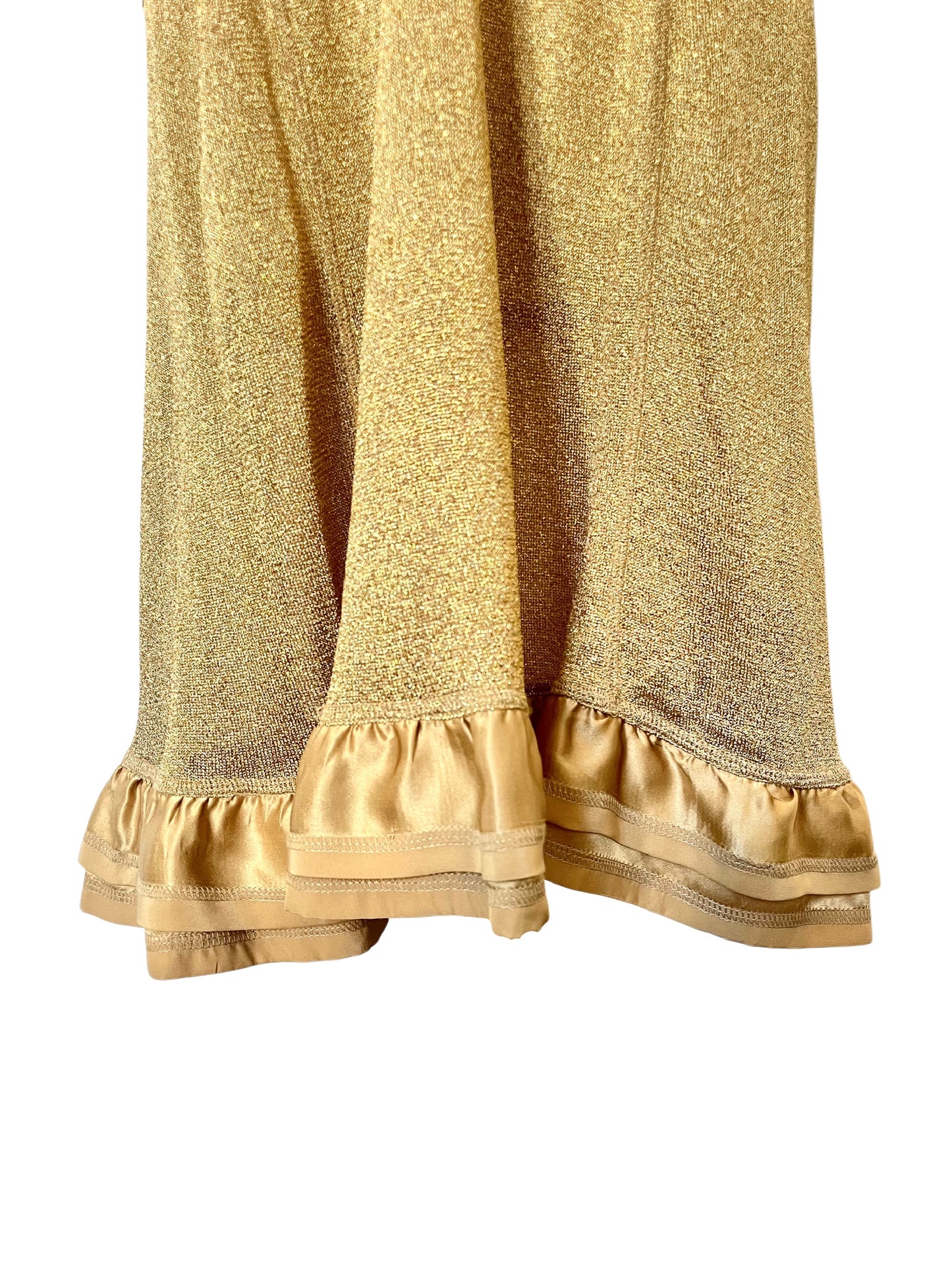 Robe babydoll vintage en lurex doré & satin — (Made in Italy) — taille 36/38