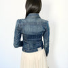Veste en jean vintage cintrée à épaules bouffantes – Taille 38
