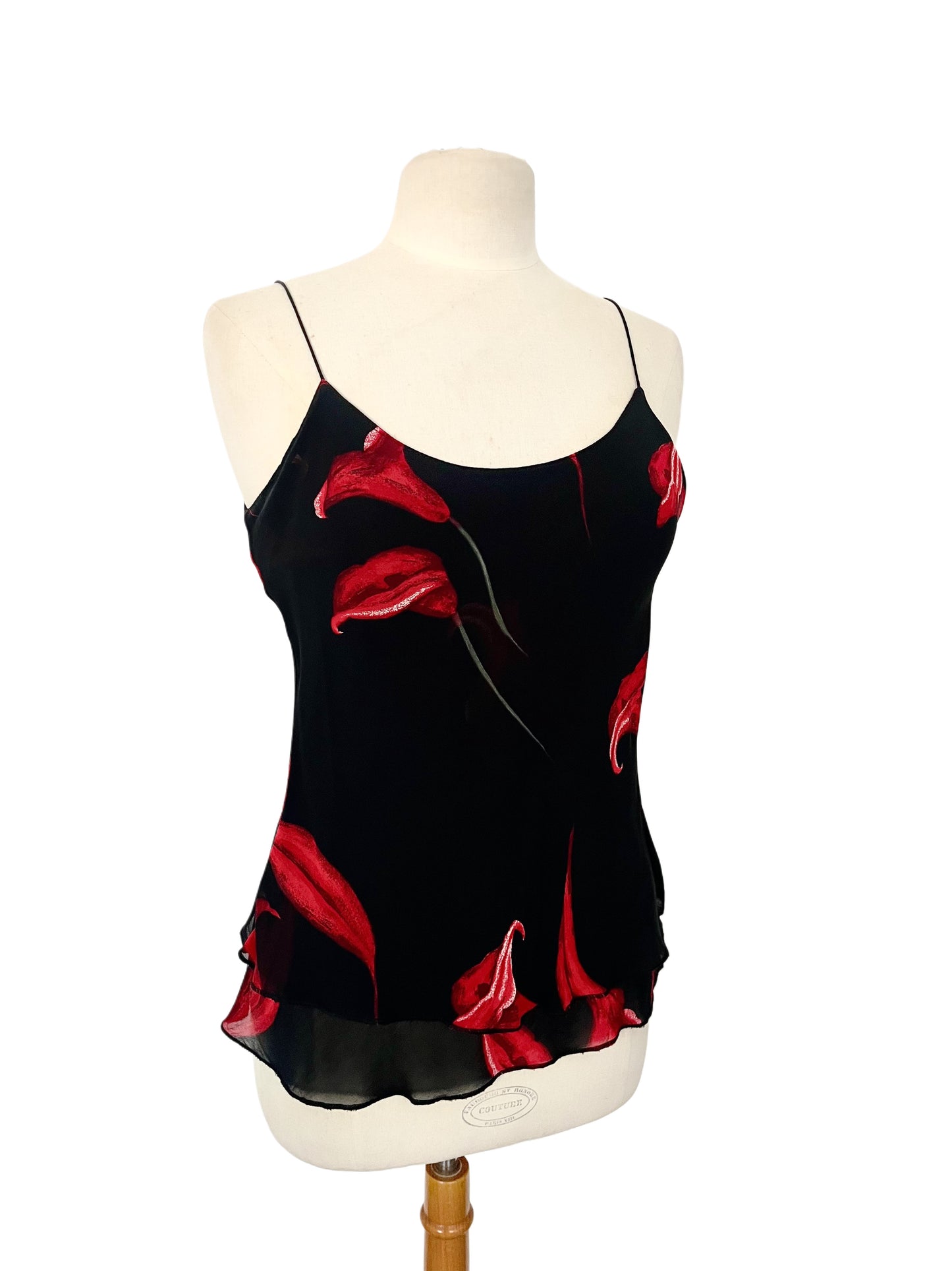 Top fluide fleuri à volants – Taille 38