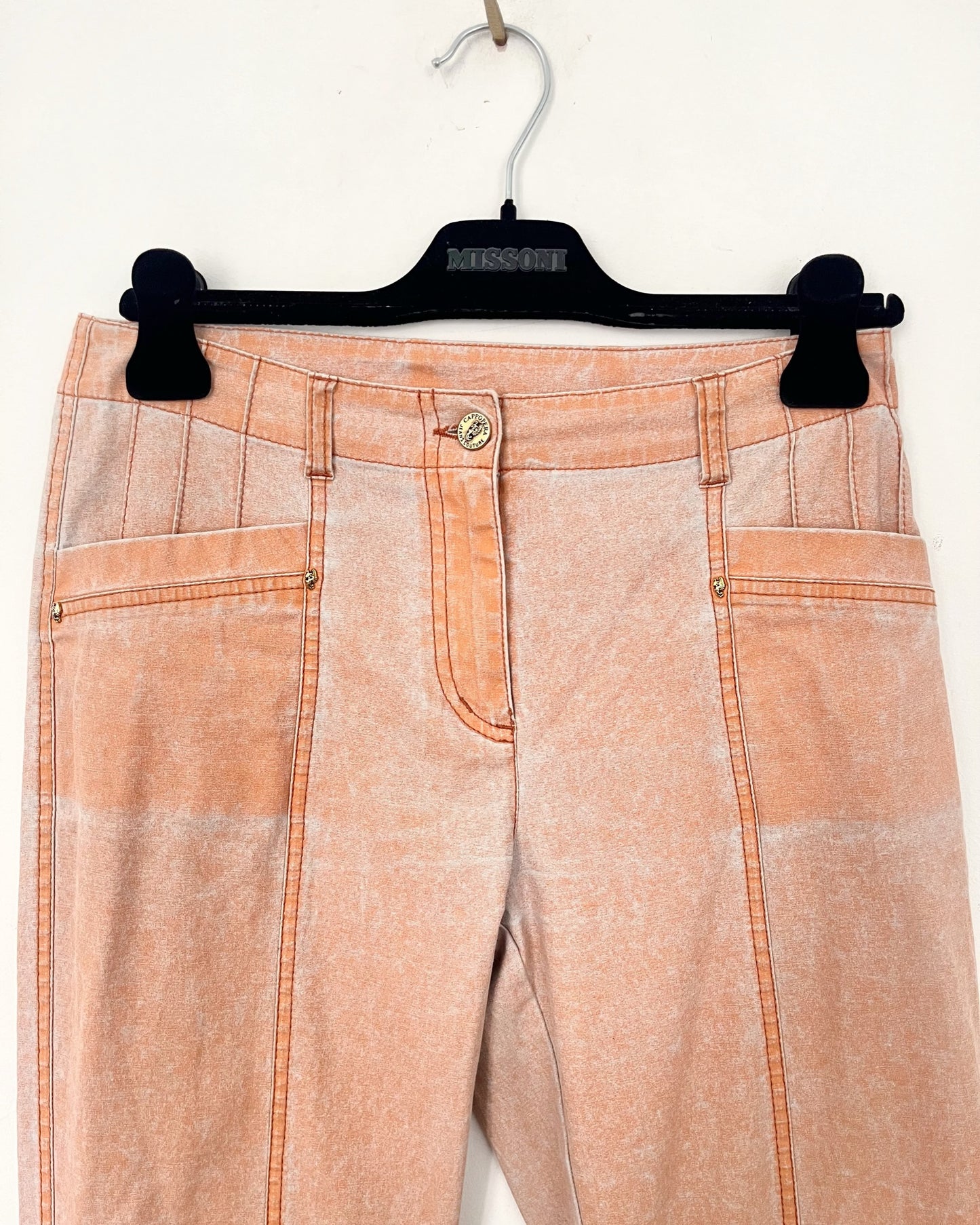 Pantalon vintage coupe droite évasée rose saumon – Taille 38