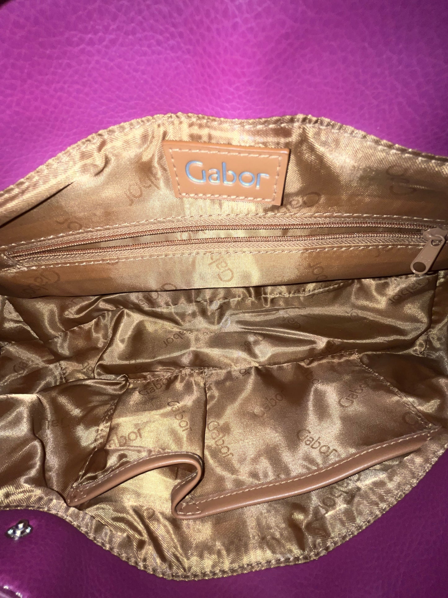 SAC À MAIN VINTAGE EN CUIR GRAINÉ FUSHIA – GABOR