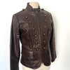 Veste vintage en cuir véritable marron style officier – Taille 40