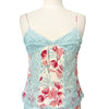 Ensemble Coordonné PINKO Esprit Lingerie en Soie & Dentelle Bleu Pastel — Top Caraco + Jupe Fleuries — taille 38/40 — Coquette / Boudoir Chic / Y2K