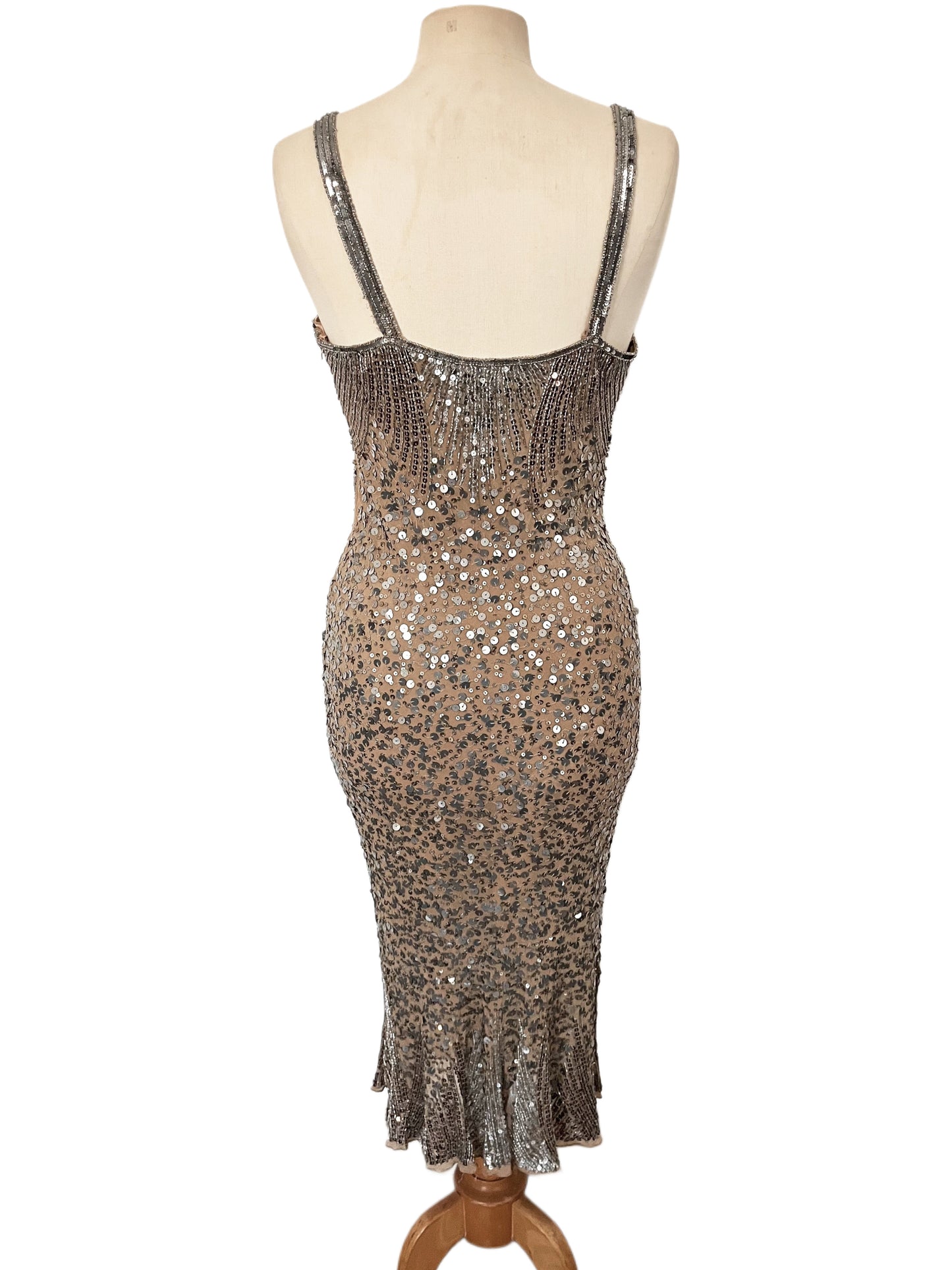 Robe de soirée vintage perlée & sequins – Éclat Rétro – Taille 42