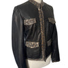 Veste En Similicuir Marron À Broderies & Sequins Mordorés (Made In India) — Taille 42/44