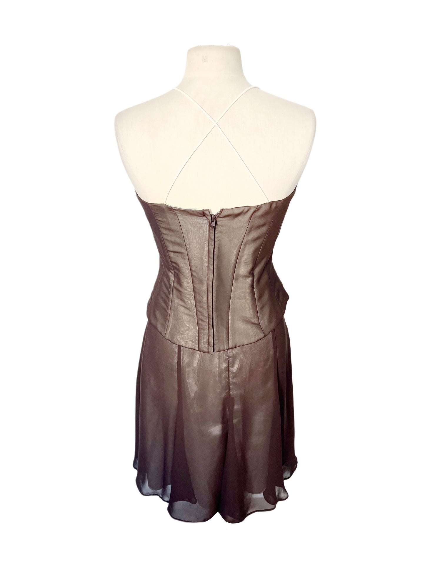 ENSEMBLE DE CÉRÉMONIE VINTAGE (TOP + JUPE) — TAILLE 40
