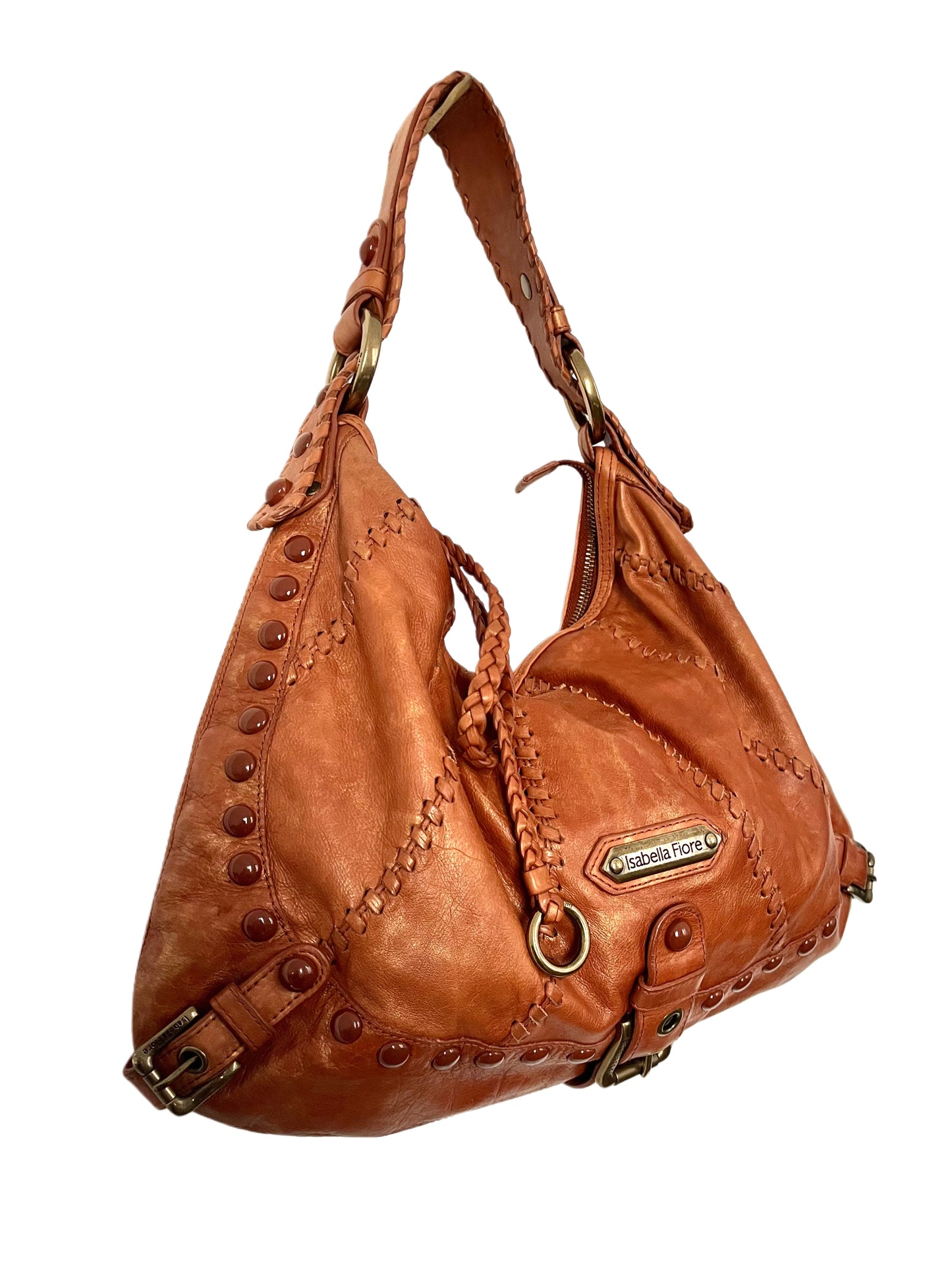 SAC HOBO VINTAGE EN CUIR TRAVAILLÉ - ISABELLA FIORE ( MODÈLE RARE )
