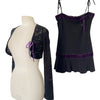 Ensemble Mini Robe / Tunique & Boléro Maille Ajourée Whimsigoth Velours Violet — T. 34/36 (XS/S)