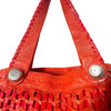 SAC CABAS VINTAGE EN CUIR TRESSÉ ROUGE - ABRO ( MODÈLE RARE )
