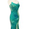 Robe à Fines Bretelles et Motifs Psychédéliques Turquoise / Vert — taille 36/38 — Pièce Vintage