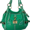 Sac à Main Fourre-Tout en Cuir Vert Turquoise — Format Medium — Style Vintage / Bohème