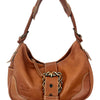 Sac Demi-Lune Vintage en Cuir Grainé Camel — (Made in Italy) — Format Medium