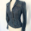 Veste en jean vintage cintrée à épaules bouffantes – Taille 38