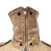 Blouson Aviateur Vintage Cuir Beige Patiné Col XXL — T. 40/42 (46 IT) — Made in Italy