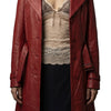 Manteau long vintage en cuir rouge style trench — (neuf avec étiquette) — taille 40/L
