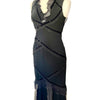 Robe Midi Asymétrique Style Whimsigoth Noir & Soie à Pois — T. 36