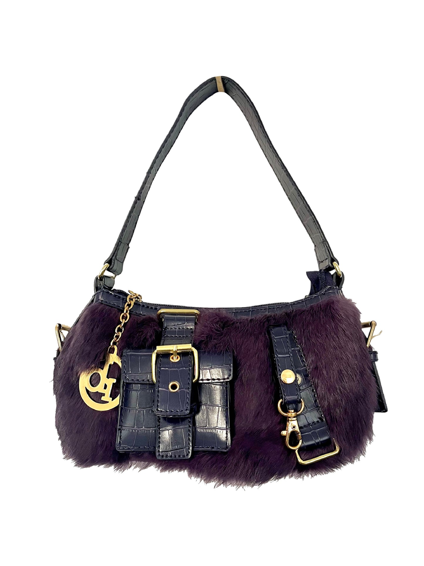 SAC BAGUETTE VINTAGE FOURRURE ET CUIR - ROCCO BAROCCO ( MODÈLE RARE )