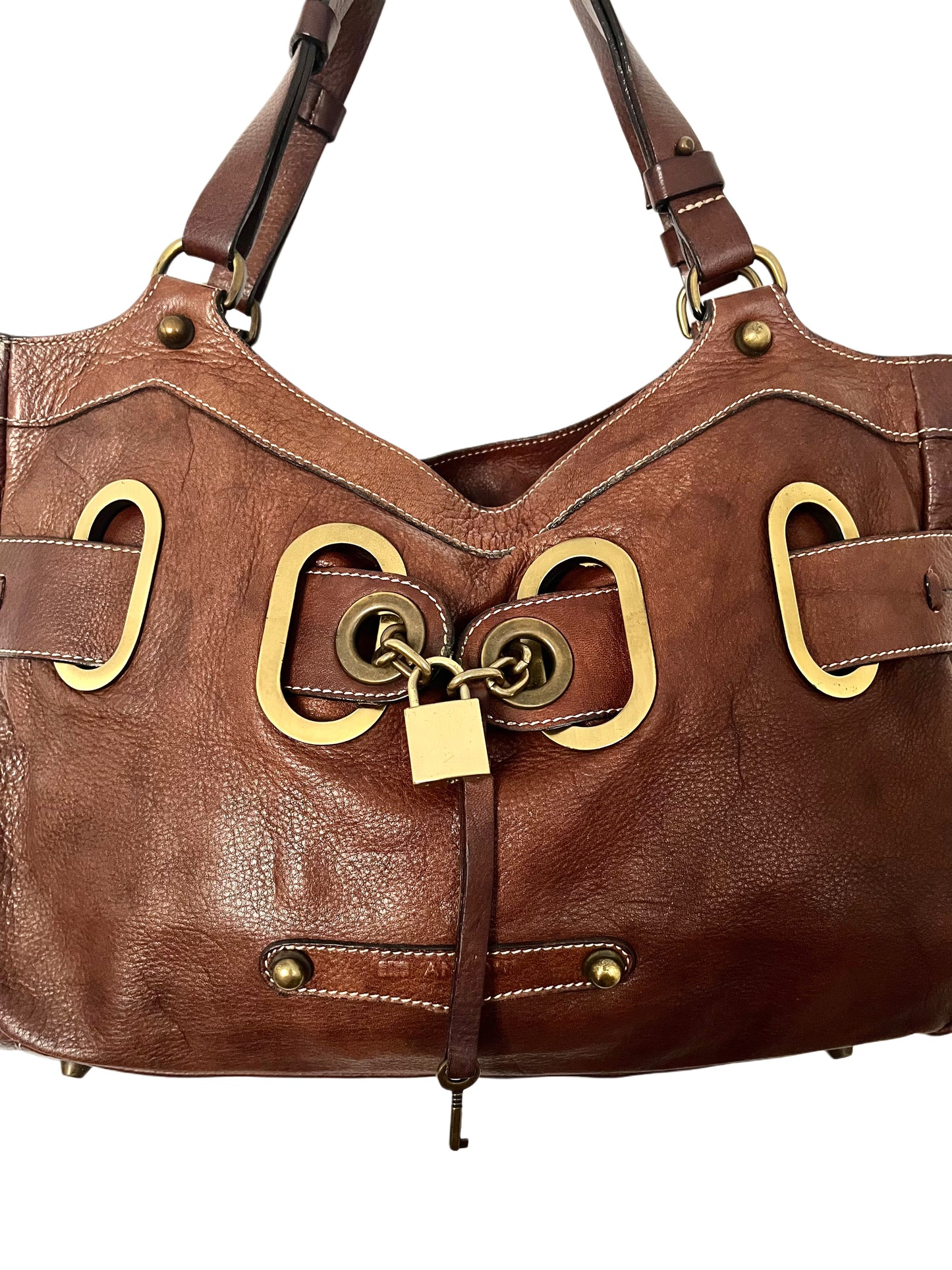 Sac à main vintage en cuir marron – Style boho chic