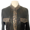 Veste En Similicuir Marron À Broderies & Sequins Mordorés (Made In India) — Taille 42/44