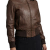 Blouson bomber vintage en cuir noisette — (neuf avec étiquette) — taille L