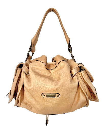 SAC À MAIN VINTAGE EN CUIR GRAINÉ BEIGE - COCCINELLE ( MODÈLE RARE )