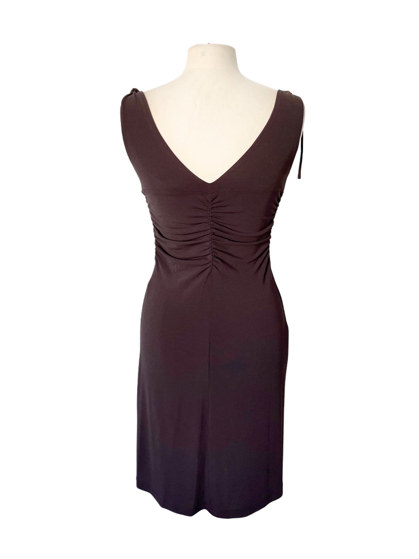 ROBE VINTAGE FRONCÉE MARRON -(MADE IN ITALY) - TAILLE 44 IT - 38/40 FR