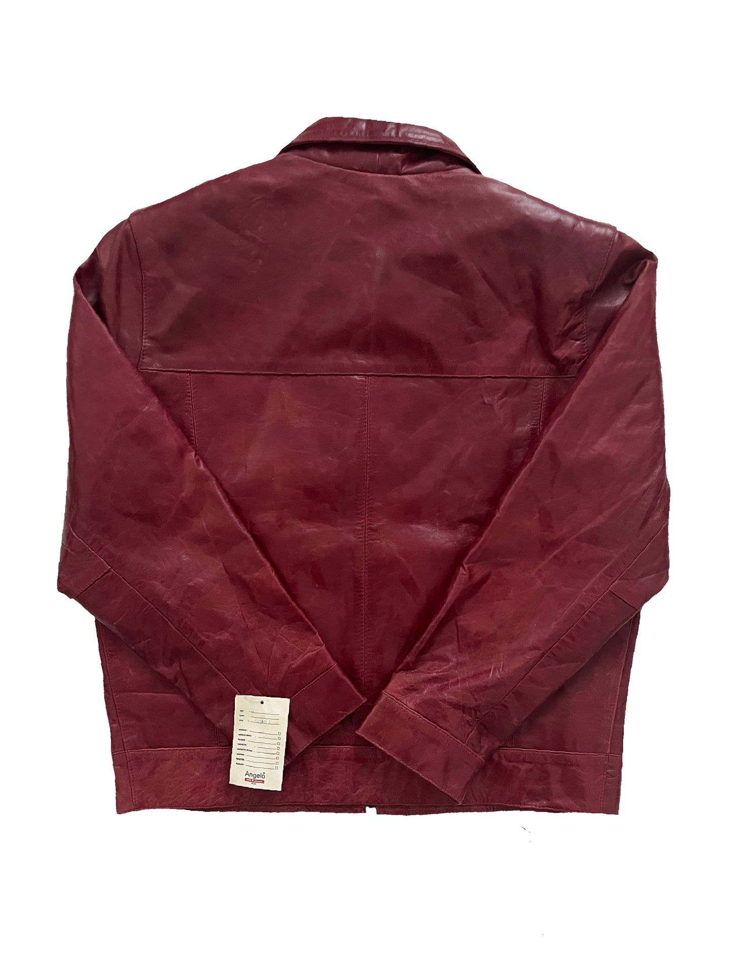 JAMIE – Veste vintage en cuir véritable bordeaux – Taille L