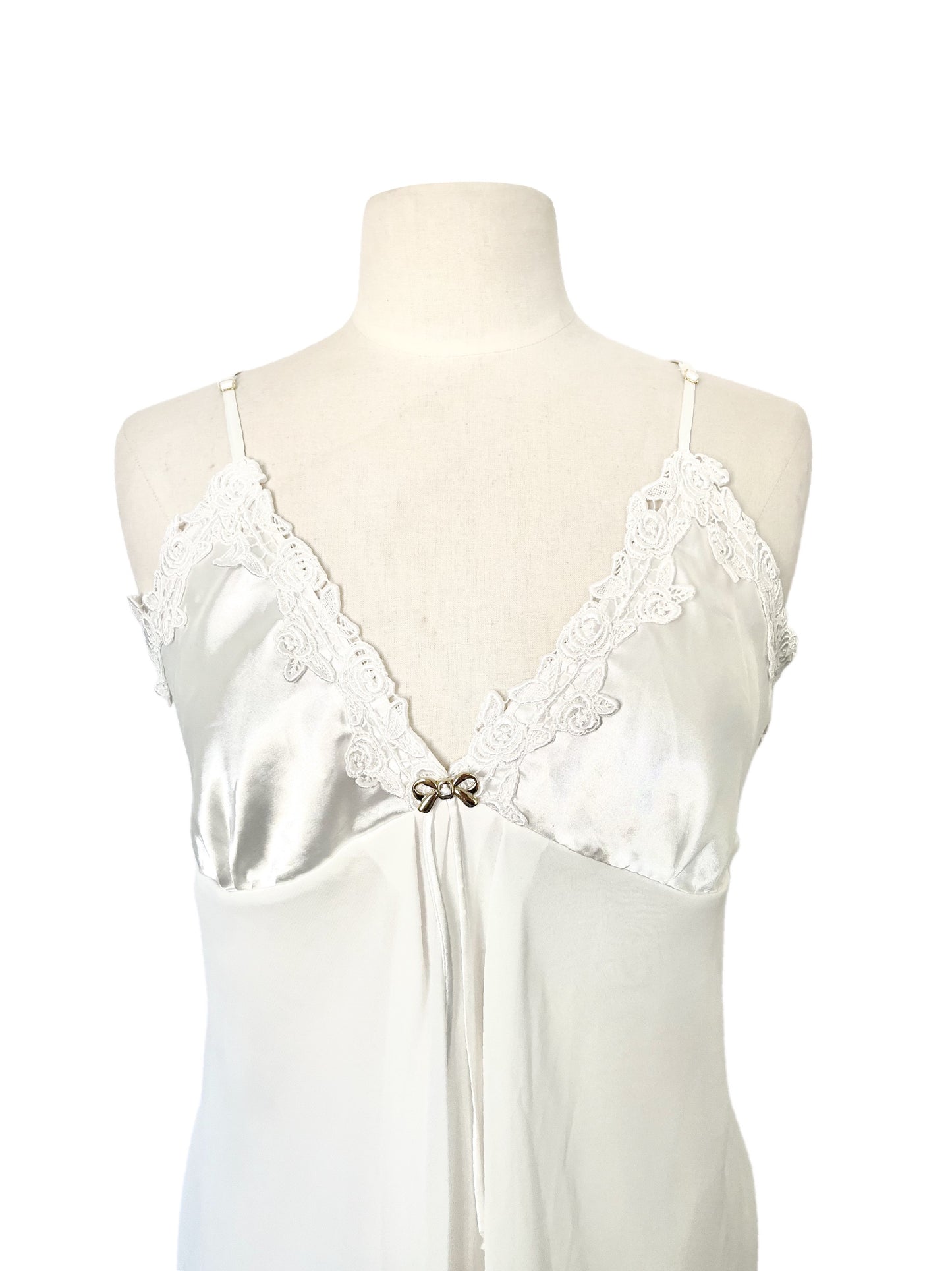 Top Tunique Esprit Lingerie Satin Blanc Nacré & Mousseline — taille 40/42 — coquette / boudoir chic / Y2K