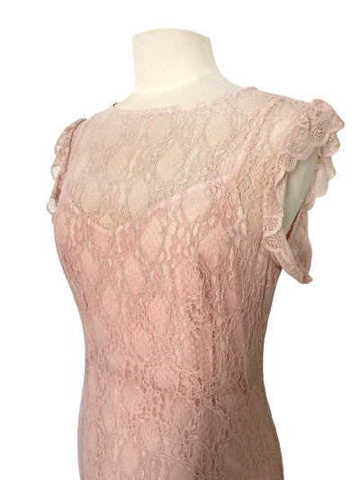 Robe de Cérémonie Longue en Dentelle Rose Pâle — 38/40 (M/L) — Style Romantique / Y2K