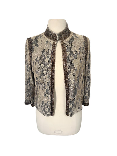 Veste courte de cérémonie en dentelle & perles — Très bon état — Taille 38/40