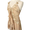 Robe Style Lingerie en Mousseline Beige — 34/36 (XS/S) — Dentelle, Strass & Dos Corset — Style Coquette / Fairycore Y2K