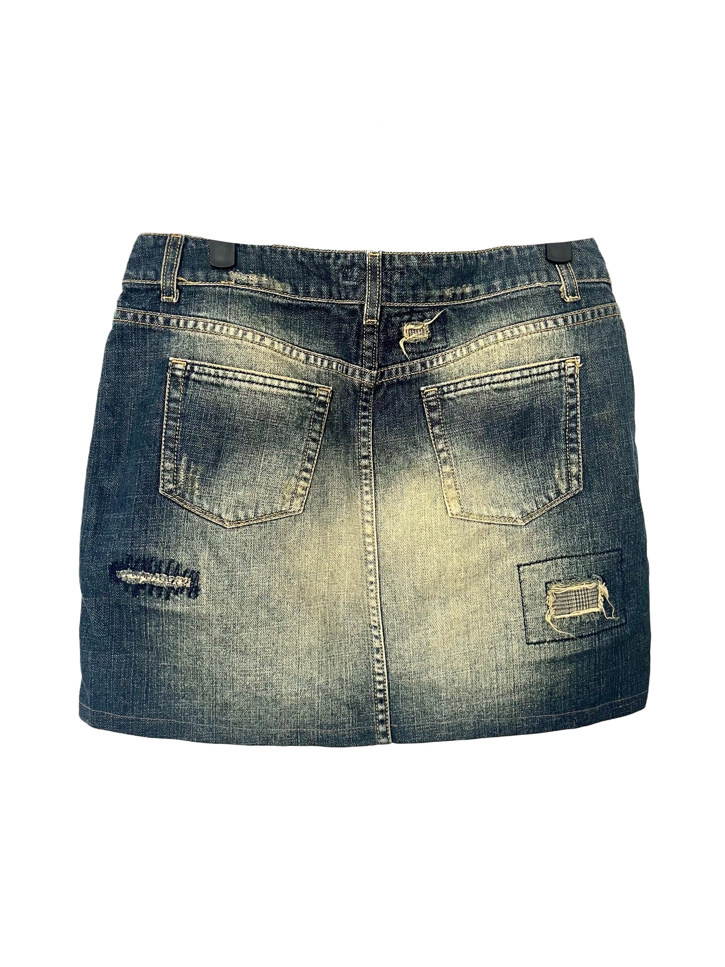 Mini Jupe Vintage en Jean délavé & Patchwork — Y2K — taille 38/40