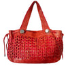 SAC CABAS VINTAGE EN CUIR TRESSÉ ROUGE - ABRO ( MODÈLE RARE )