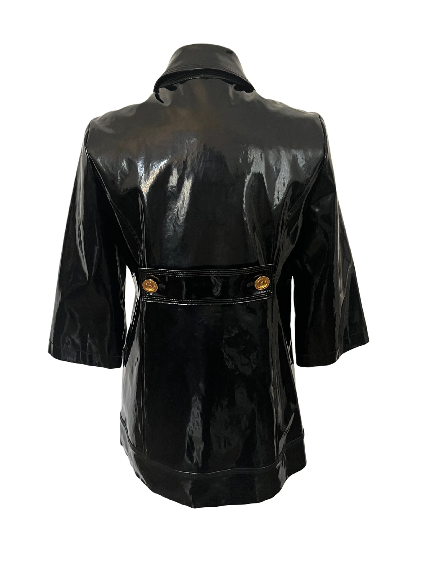 Manteau Juicy Couture vinyle noir & boutons dorés - 38/M